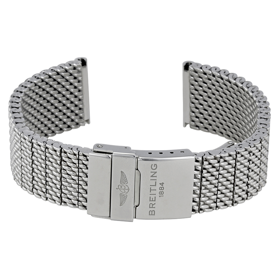 Breitling Compatible Stainless Steel Metal Shark Mesh Bracelet Watch Band  Strap Double Locking Clasp #5030