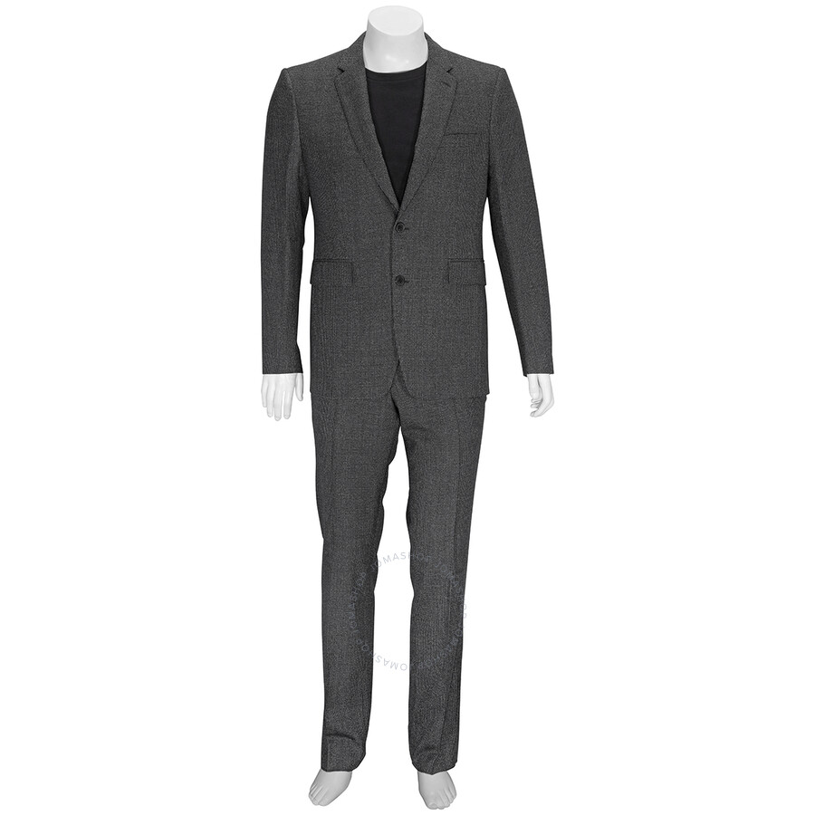 Burberry English Fit Puppytooth Check Wool Suit In Charcoal Melange, Brand Size 54 In Grey