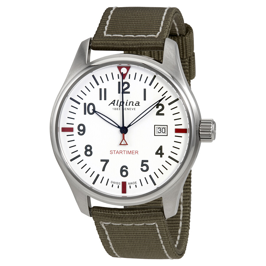 Alpina Startimer Pilot Silver Dial Green