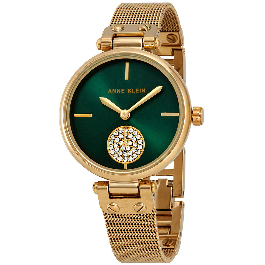 Anne Klein Swarovski Crystals Green Dial Ladies Watch AK/3000GNGB