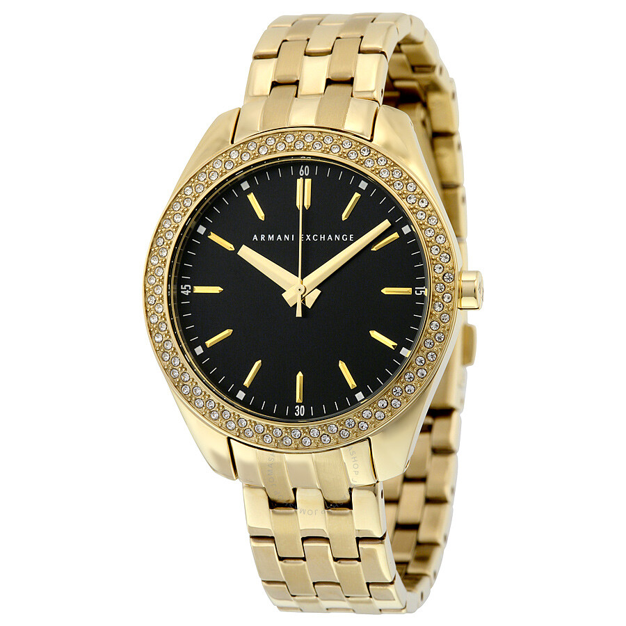 Armani Exchange Black Dial Goldplated Ladies Watch AX5510 Armani