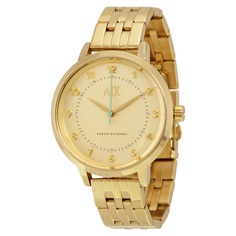 Armani Exchange GoldTone Swarovski Crystal Dial Ladies Watch AX5361