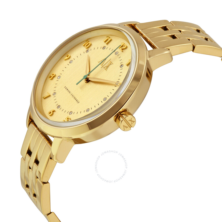 Armani Exchange GoldTone Swarovski Crystal Dial Ladies Watch AX5361