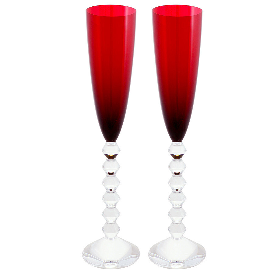 Baccarat Vega Ruby Flutissimo Champagne Flute 2811806 Set of 2