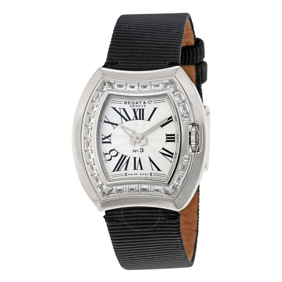 Bedat No. 3 White Dial Black Fabric Strap Diamond Ladies Watch 324.550.