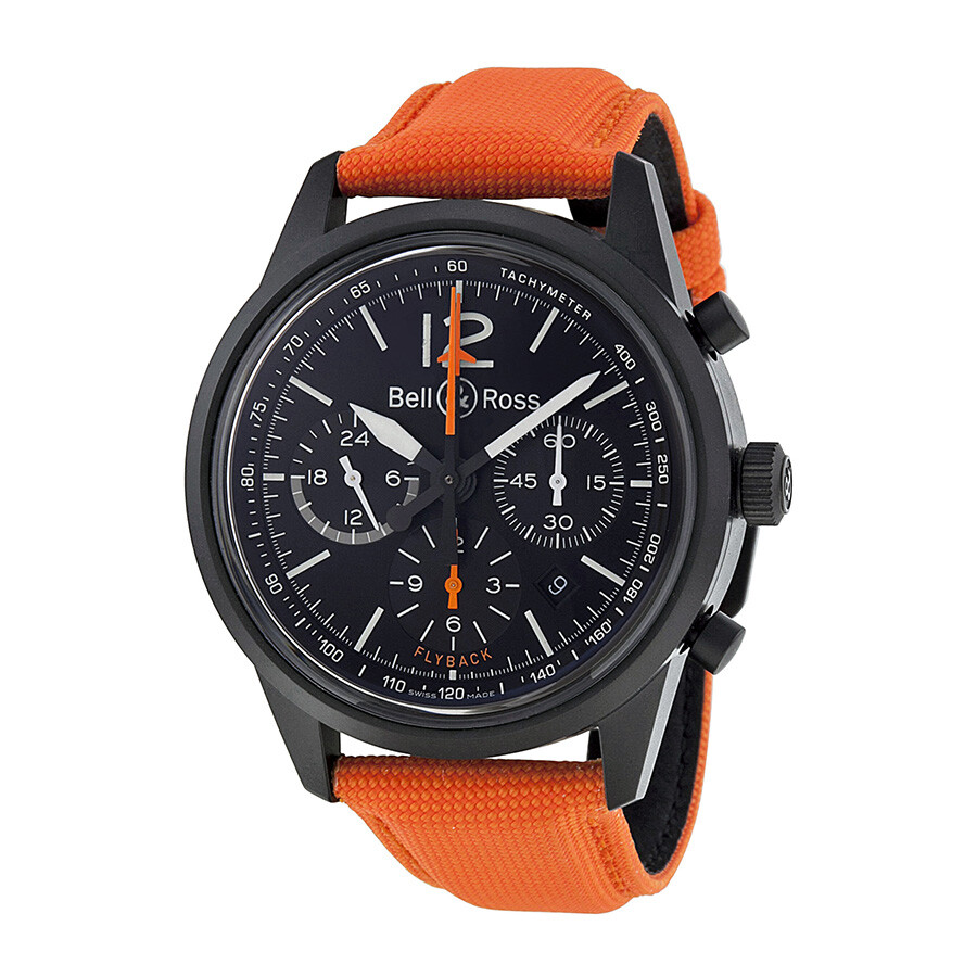 Bell and Ross Vintage Blackbird Chronograph Orange Canvas Men's Watch