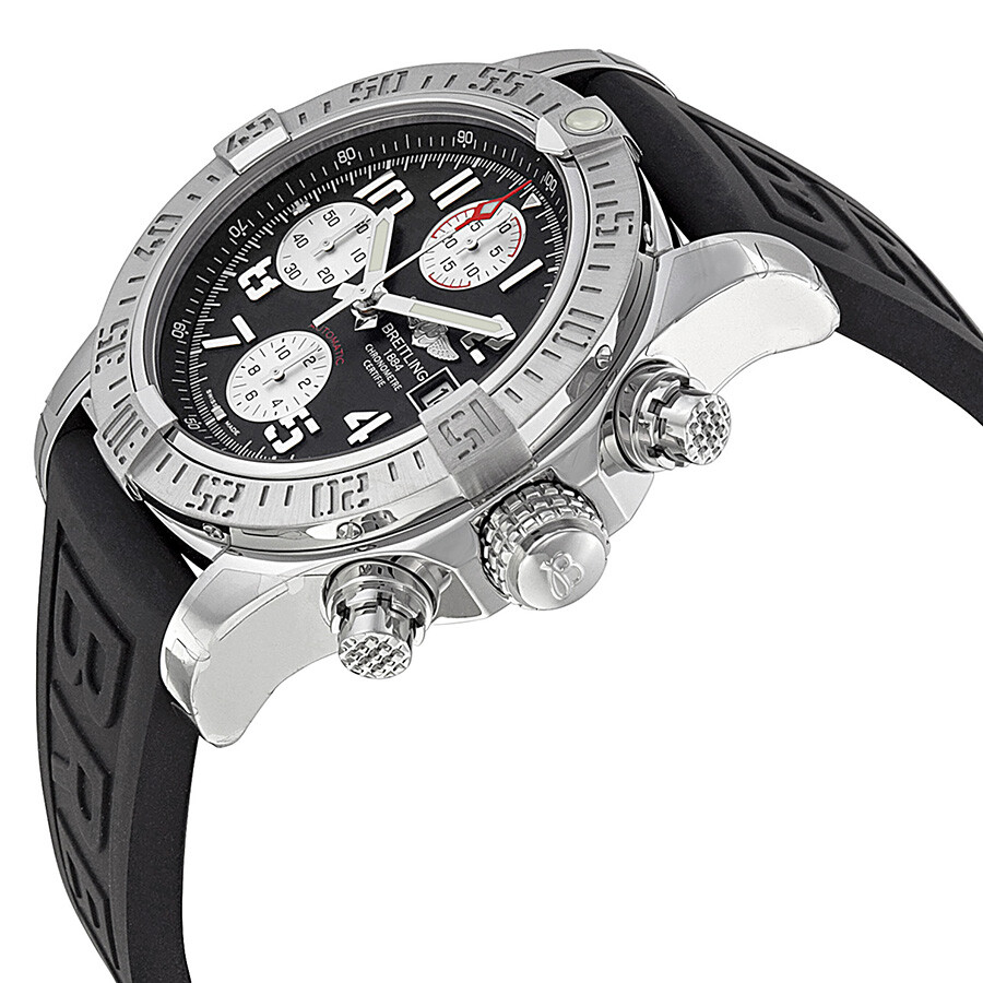 Breitling Avenger II Black Dial Chronograph Black Rubber Strap Automatic Men's Watch A1338111