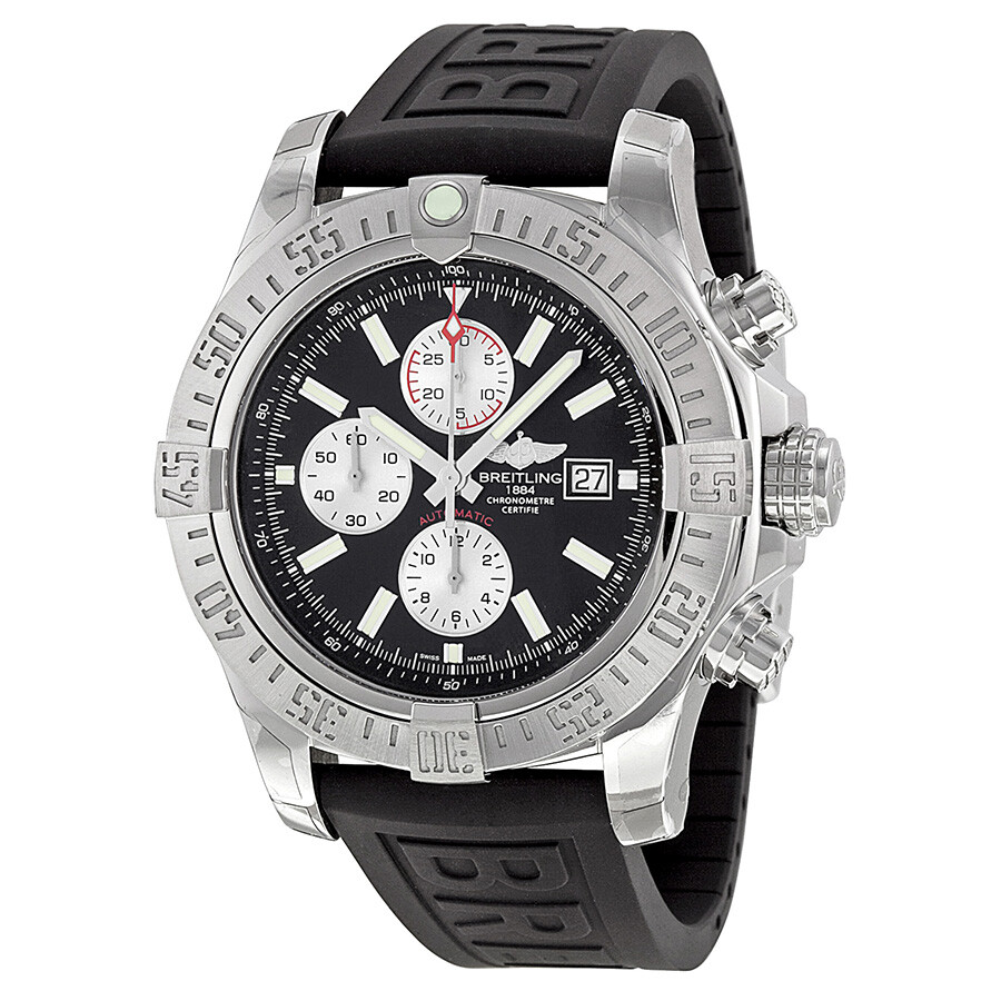 Breitling Super Avenger II Automatic Chronograph Black Rubber Strap Men