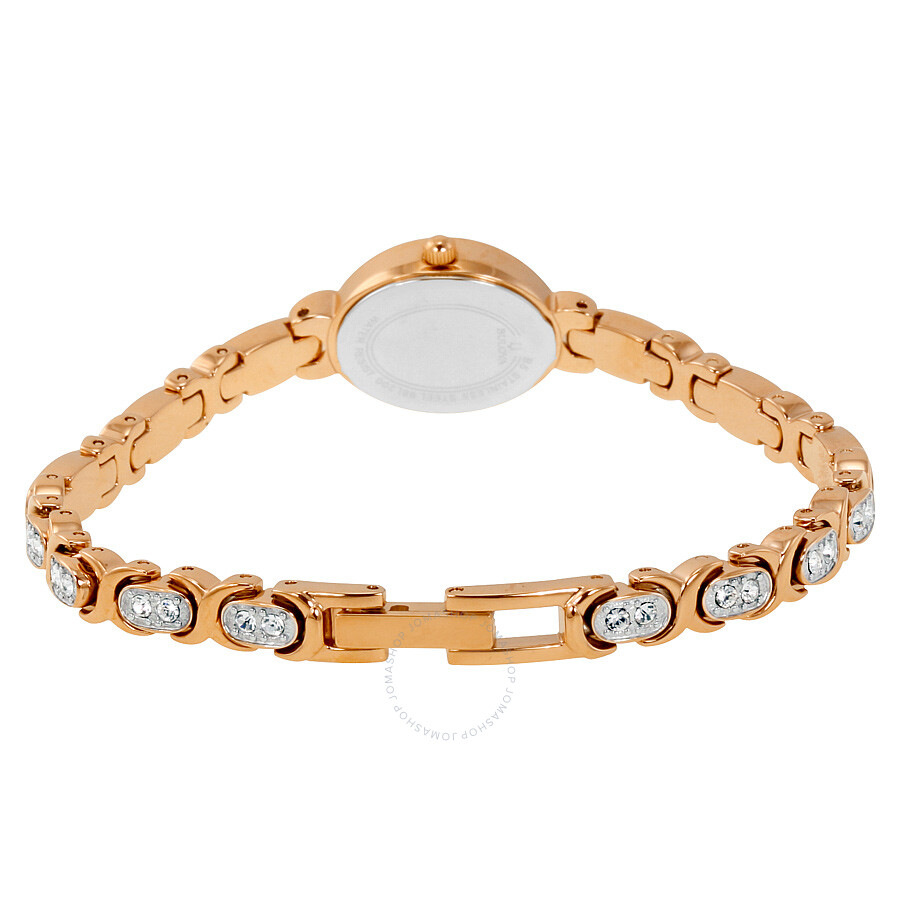 Bulova Crystal Accent Rose GoldTone Stainless Steel Bracelet Ladies