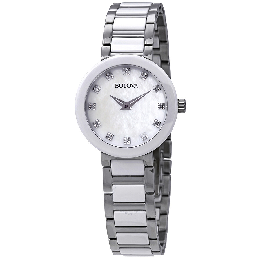 Bulova Diamond Mother of Pearl Dial Ladies Watch 98P158 - Diamond ...