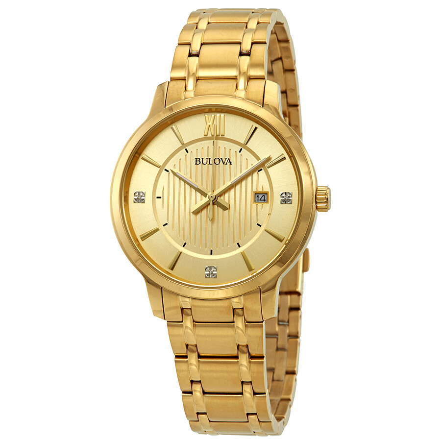 Bulova Diamond Yellow GoldTone Dial Men's Watch 97D117 Bulova