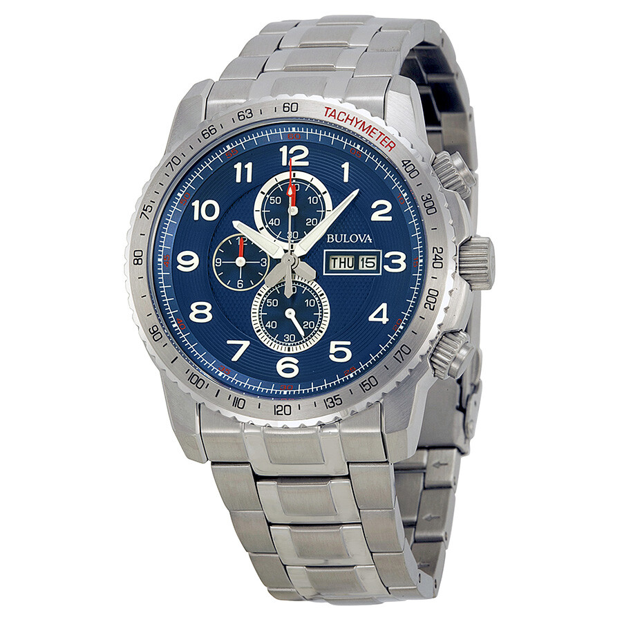 Bulova Marine Star Sport Chronograph Blue Dial Stainless Steel Men's