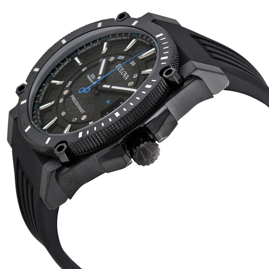 Bulova Precisionist Champlain Black Dial Rubber Strap Men's Watch