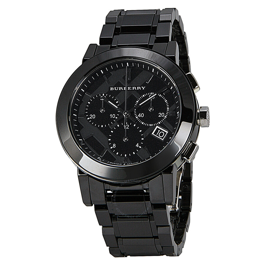 Burberry Chronograph Black Dial Black Ceramic Men's Watch BU9081