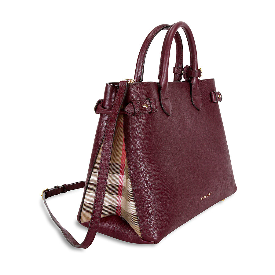 Burberry Medium Banner Leather Tote - Mahogany Red - Burberry Handbags & Accessories - Handbags ...