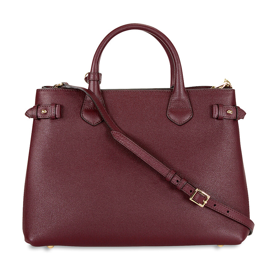 Burberry Medium Banner Leather Tote Mahogany Red Burberry Handbags