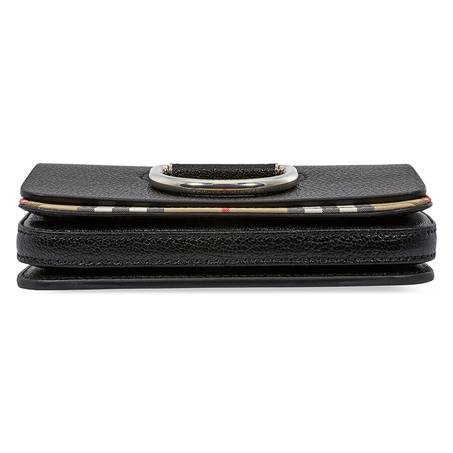 Burberry Mini Vintage Check and Leather Dring Crossbody Bag Black