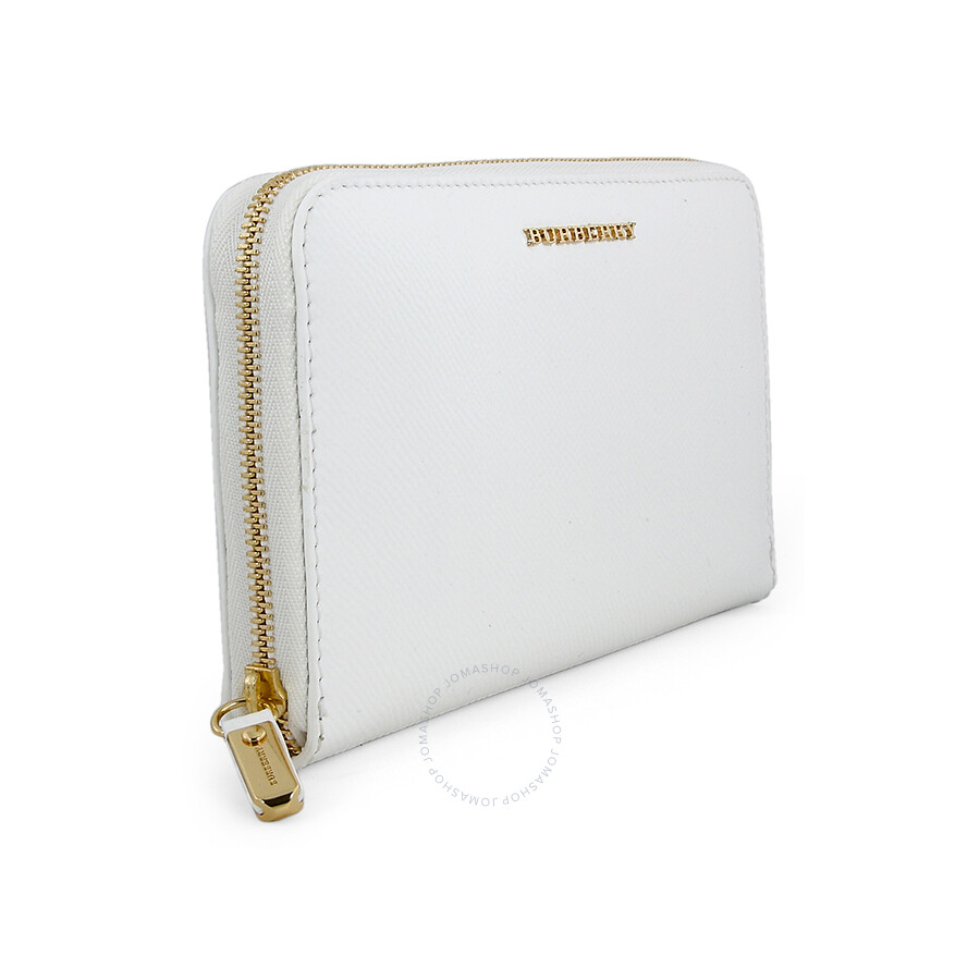 Burberry Patent London Leather Zip Around Wallet White Burberry