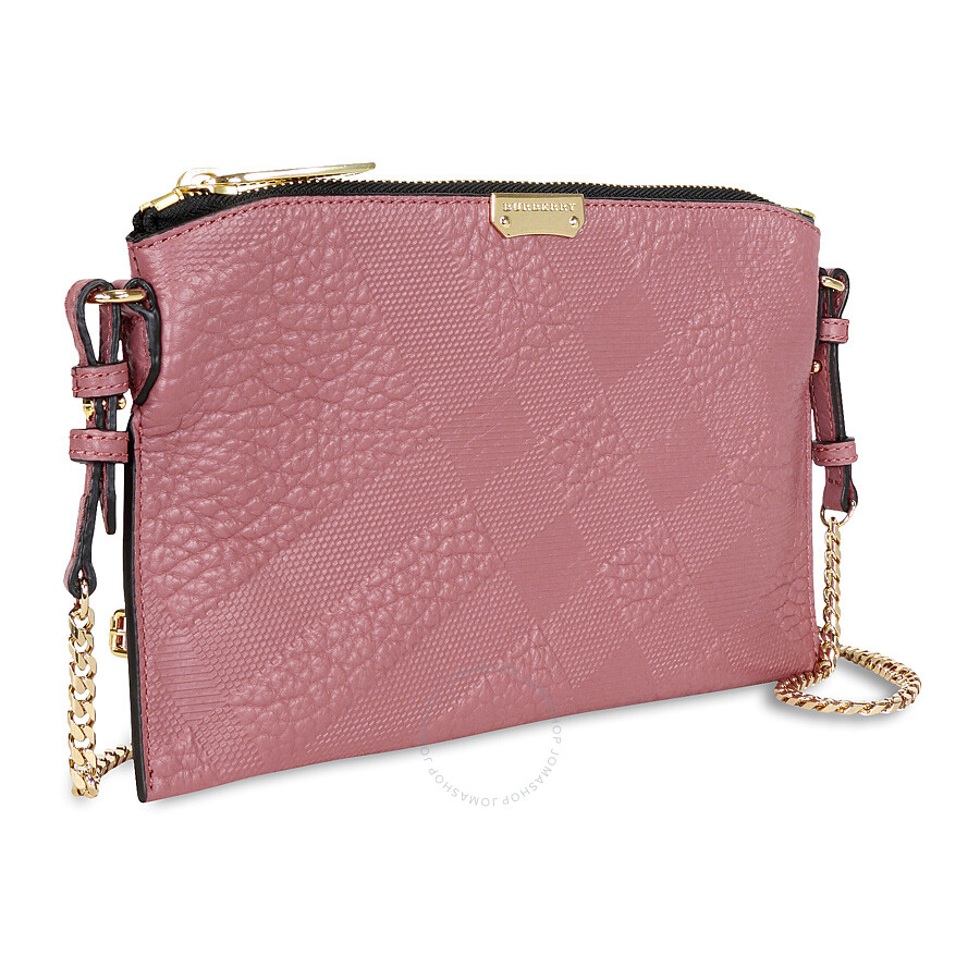 Burberry Peyton Check Embossed Leather Clutch Bag - Antique Rose - Burberry Handbags ...