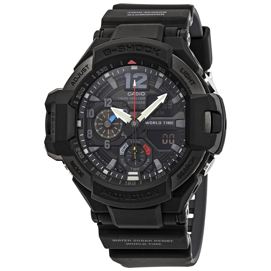 Casio GShock Gravitymaster Alarm World Time Black Dial Men's Watch