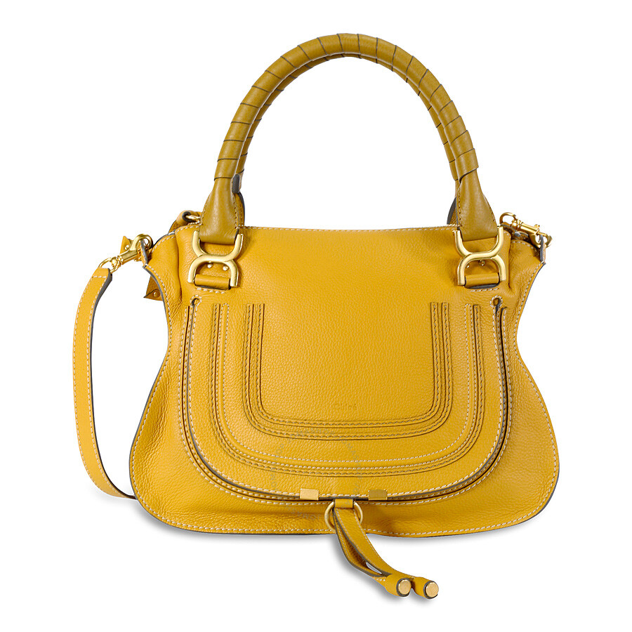 Chloe Marcie Small Leather Satchel Handbag - Curry Yellow - Chloé ...