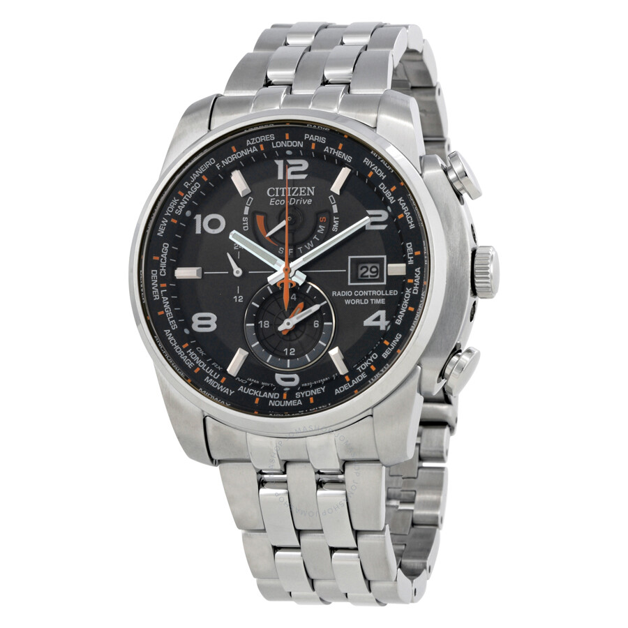 Citizen Eco Drive Black Dial Stainless Steel Men's Watch AT9010-52E ...