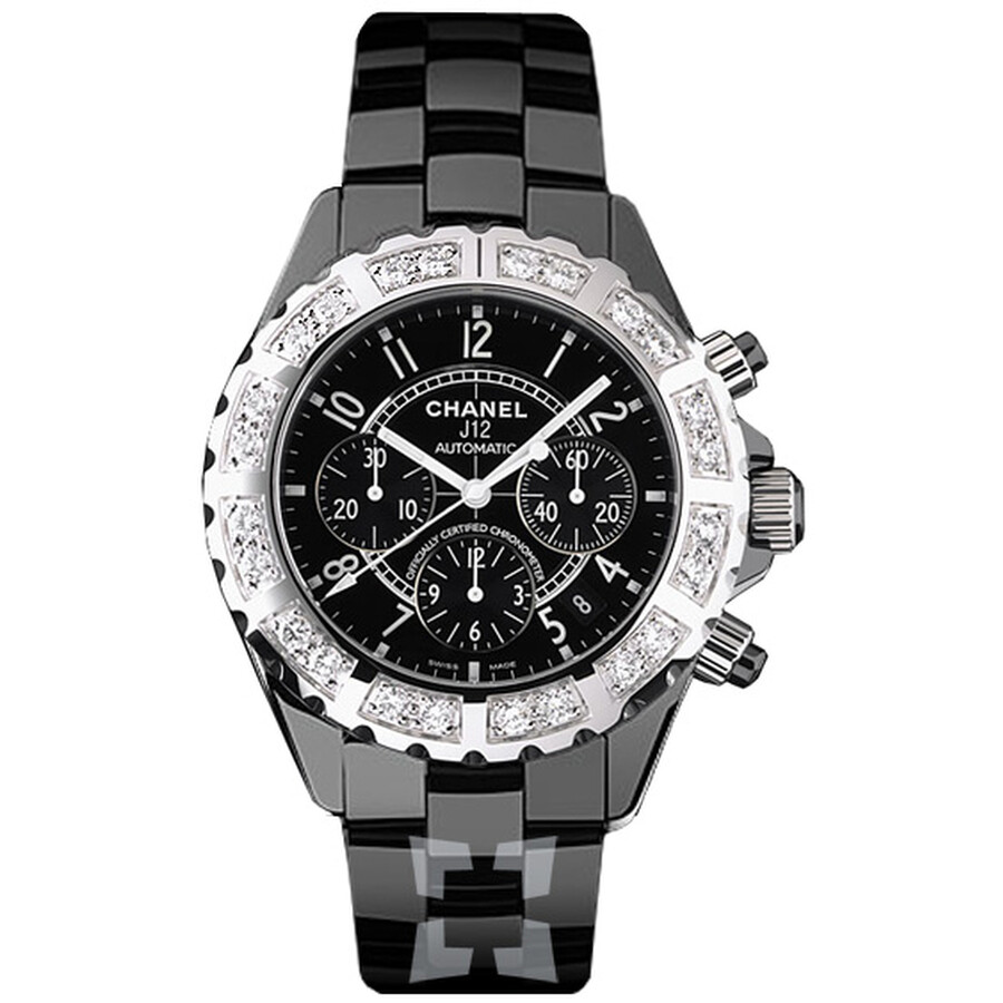 Chanel J12 Black Ceramic Diamond Chronograph Automatic Men's Watch