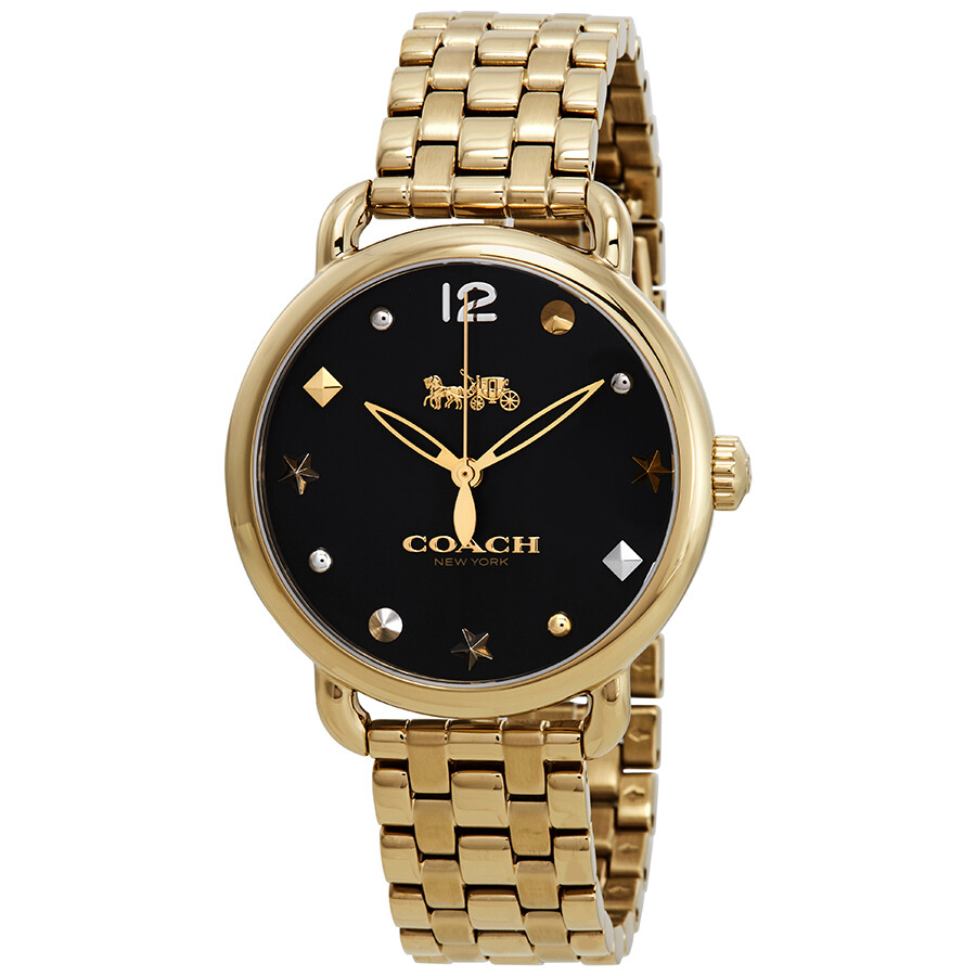 Coach Delancey Black Dial Yellow Goldtone Ladies Watch 14502813