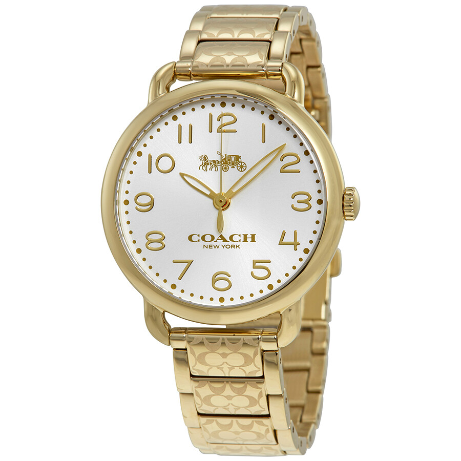 Coach Delancey Silver Dial Yellow Goldtone Ladies Watch 14502496