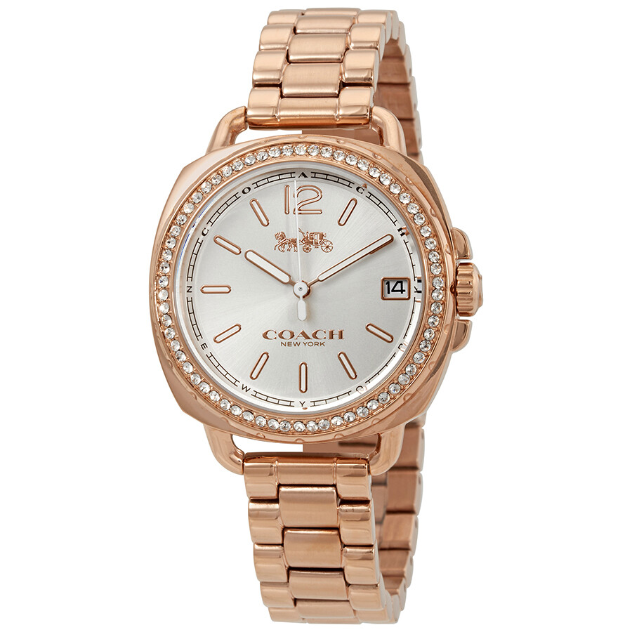 Coach Tatum Silver Dial Ladies Rose Gold Crystals Watch 14502644