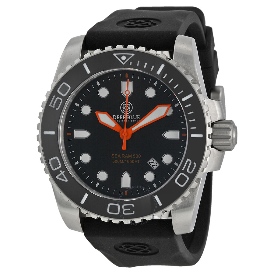 Deep Blue Sea Ram 500 Black Dial Black Silicone Strap Men's Watch SRQBA ...