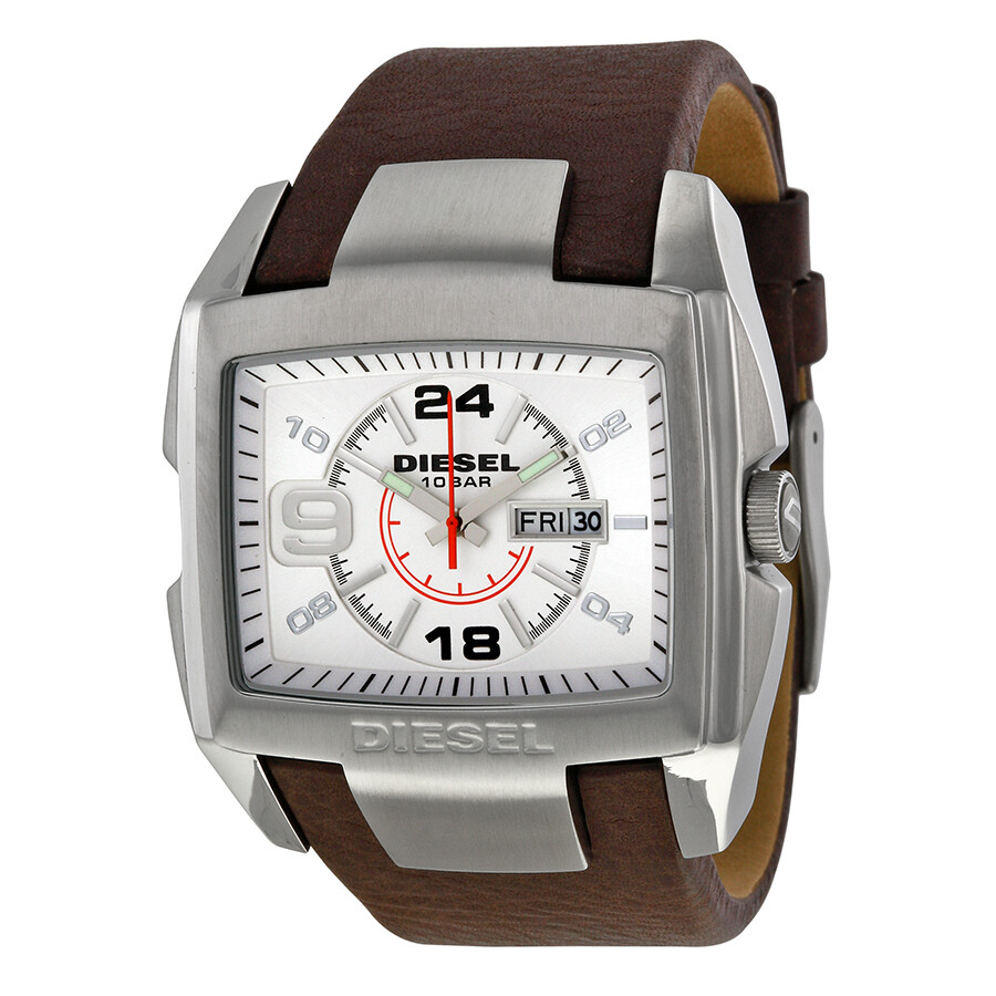 Diesel Men's Silver Dial Brown Leather Bracelet Watch DZ1273 Diesel