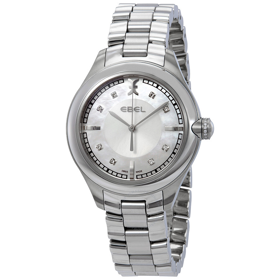 Ebel Onde Mother of Pearl and Silver Dial Steel Ladies Watch 1216136 ...