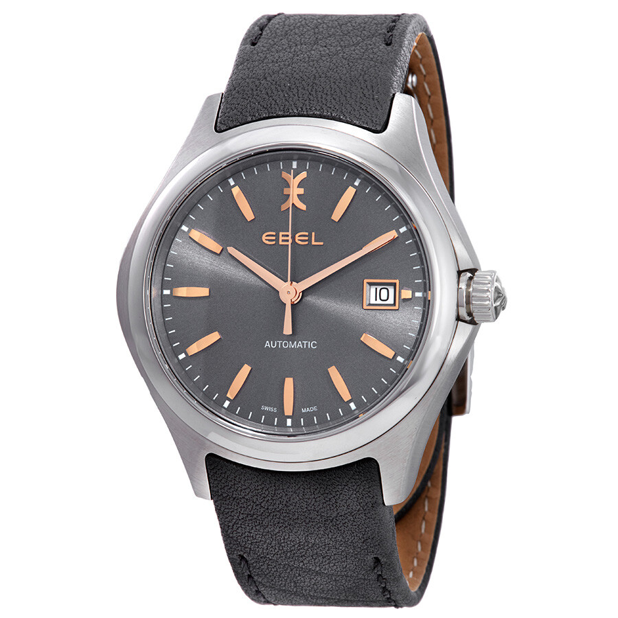 Ebel Wave Automatic Grey Galvanic Dial Men's Watch 1216332 Wave