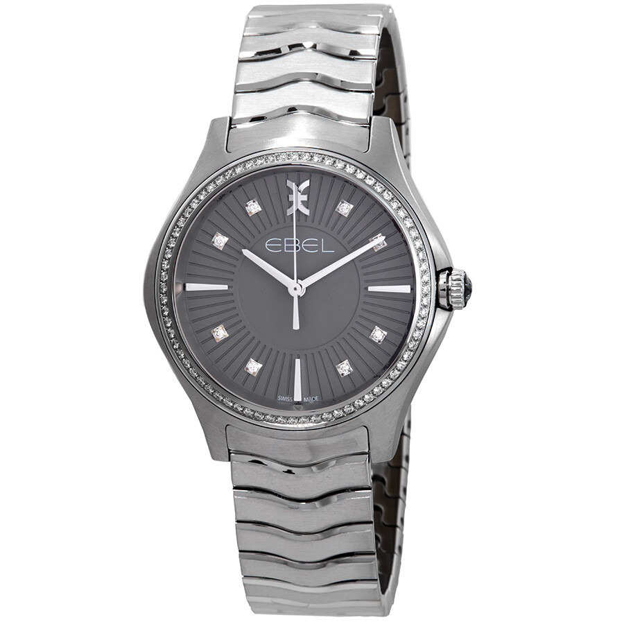 Ebel Wave Grande Diamond Bezel Grey Dial Ladies Watch 1216304 Wave