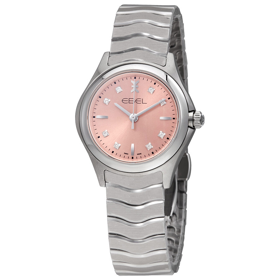 Ebel Wave Pink Galvanic Dial Diamond Ladies Watch 1216217 Wave Ebel