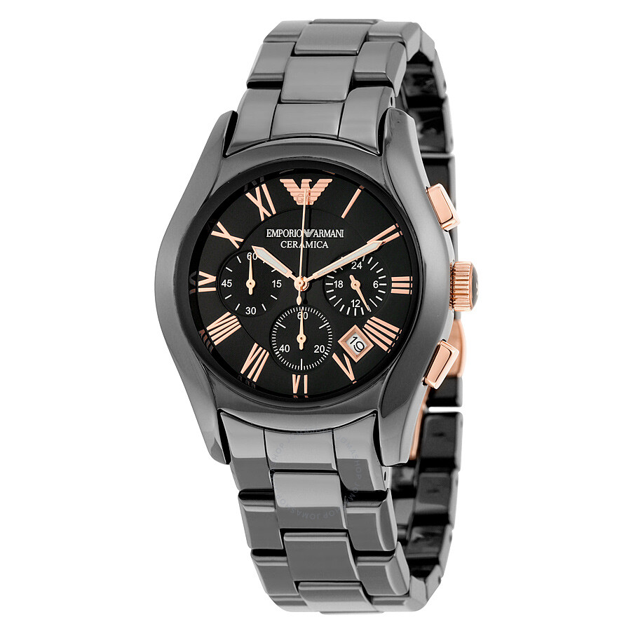 Emporio Armani Ceramica Chronograph Black Dial Men's Watch AR1410 ...