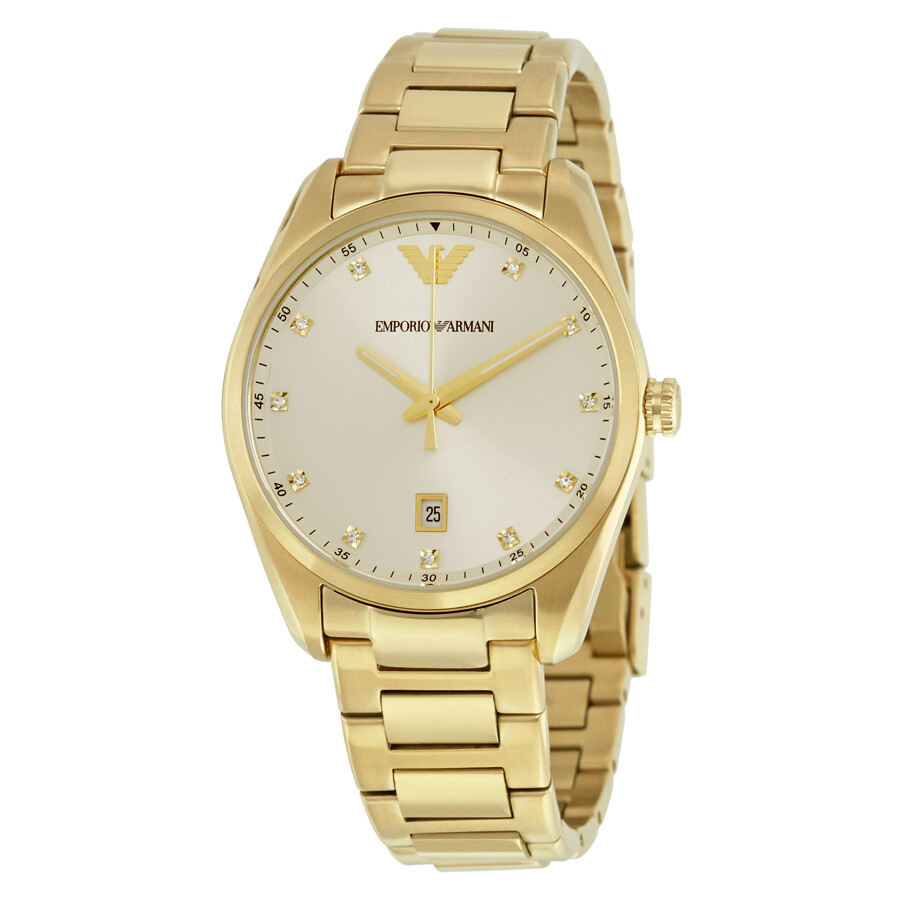 Emporio Armani Classic Champagne Sunray Dial Ladies Watch AR6064