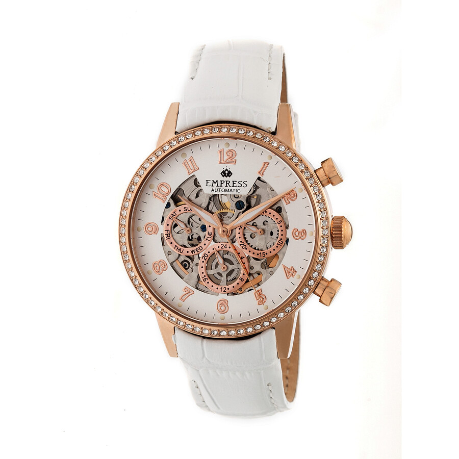 Empress Beatrice Automatic Crystal White Dial Ladies Watch EMPEM2005