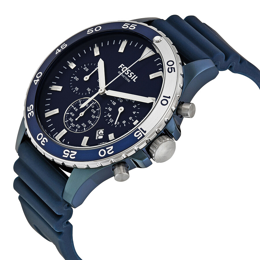 blue dial watches fossil