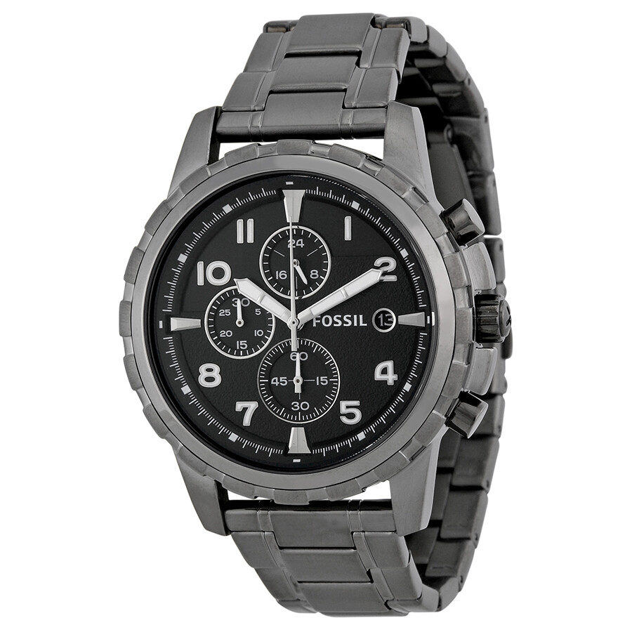 Fossil Dean Chronograph Black Dial Smoke Grey Ionplated Men's Watch
