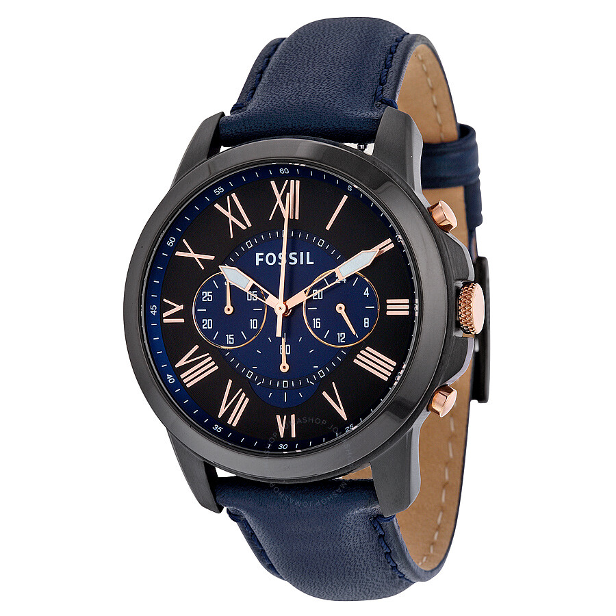 Fossil Grant Chronograph Black and Blue Dial Men's Watch ...