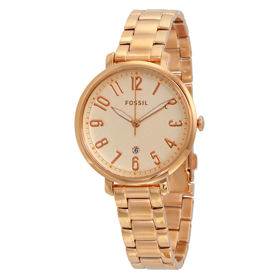 Fossil Jacqueline Rose Gold Dial Ladies Casual Watch ES3970 ...