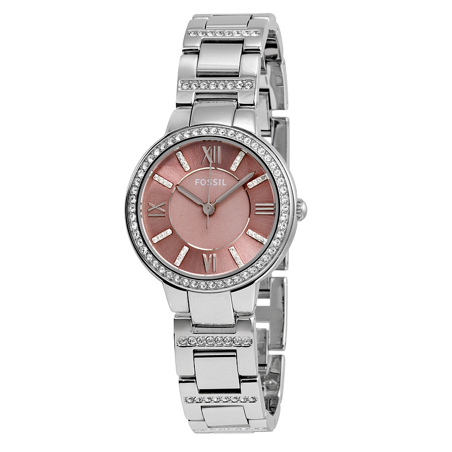 Fossil Virginia Pink Dial Stainless Steel Ladies Watch ES3504