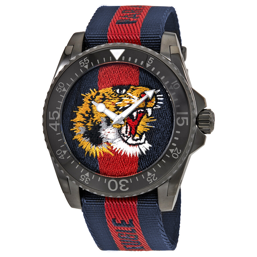 Gucci Dive Tiger Embroidered Dial Men's Watch YA136215 Dive Gucci
