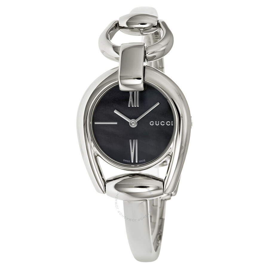 Gucci Horsebit Collection Black Mother of Pearl Dial Ladies Watch