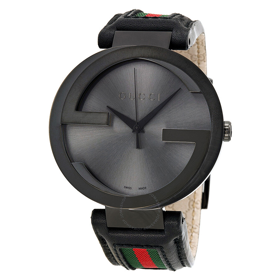Gucci Interlocking G Black Dial Black Leather Men's Watch YA133206 ...