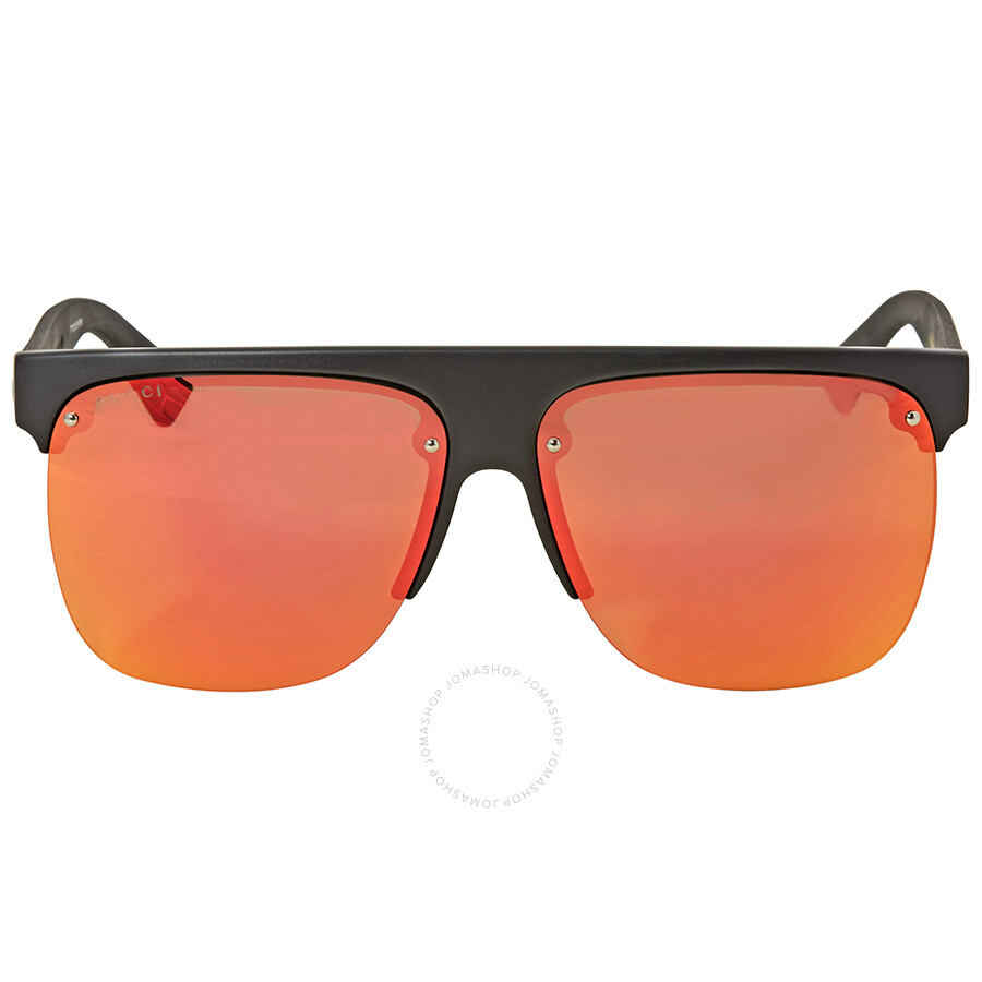 Gucci Orange Mirrored Rectangular Sunglasses GG0171S 001 60 Gucci