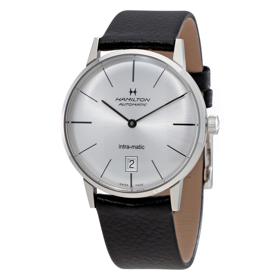 Hamilton IntraMatic Silver Dial Leather Men's Watch H38455751