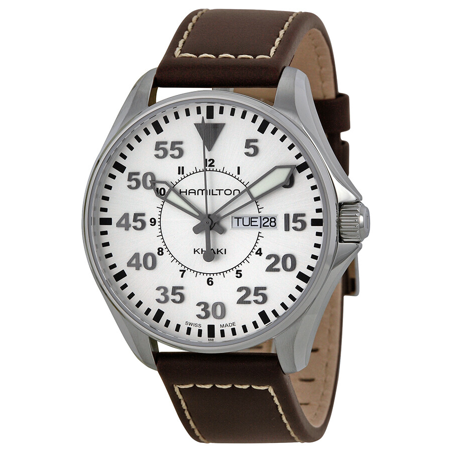 Hamilton Khaki Pilot Brown Leather Men's Watch H64611555 Khaki